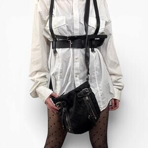 Y2K Nine West Textured Pattern Buckle Zippers Crossbody Bag